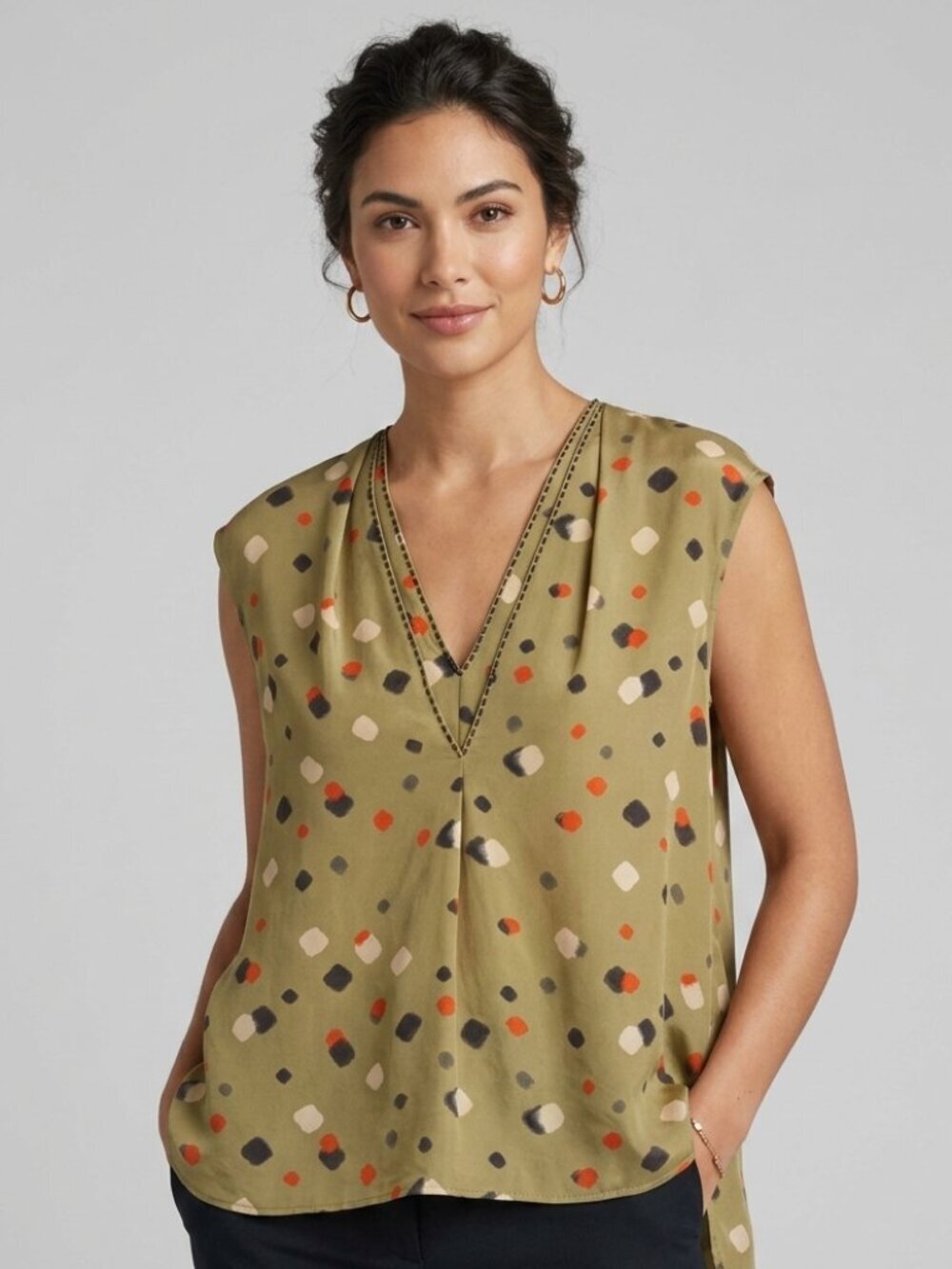 Anthropologie Line & Dot 100% Silk Sleeveless Top